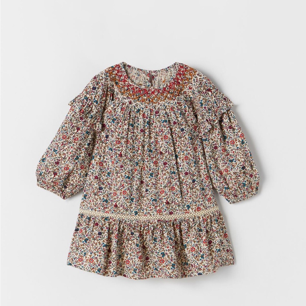 Zara Girls Embroidered Printed Dress Size 2-3